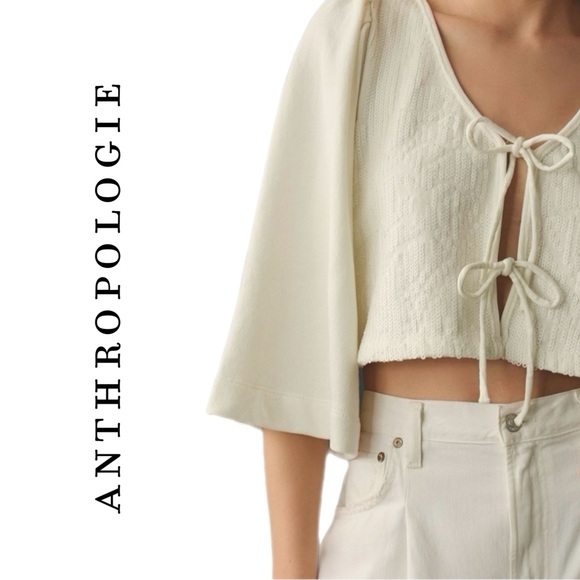 Anthropologie Sequin Tie-Front Top XL - Picture 2 of 9